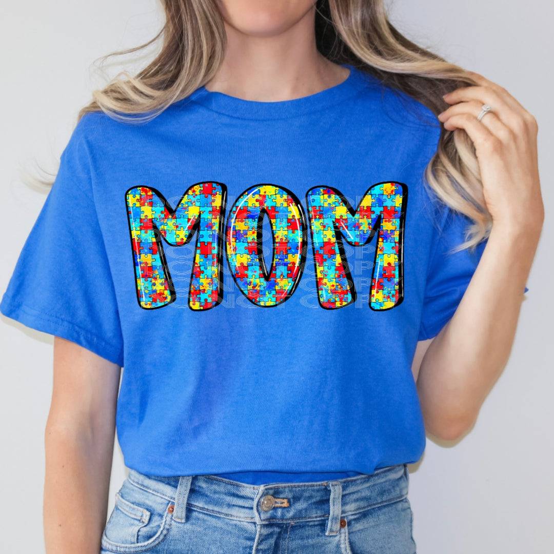 Puzzle Pieces Mom #1954 - Ready to Press DTF Transfer Full Color - Pro Blanks