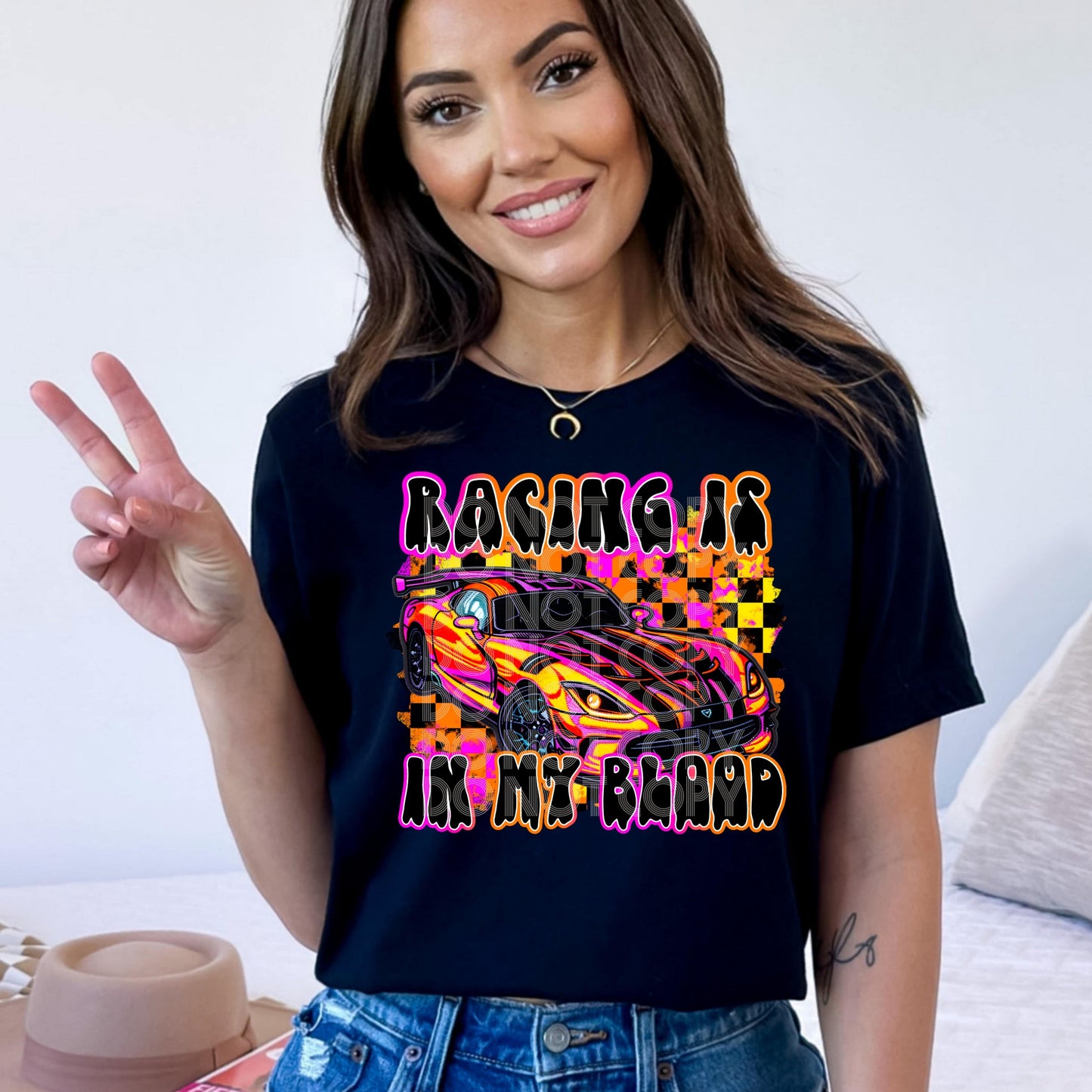 Racing In My Blood #4079 - Ready to Press DTF Transfer Full Color - Pro Blanks