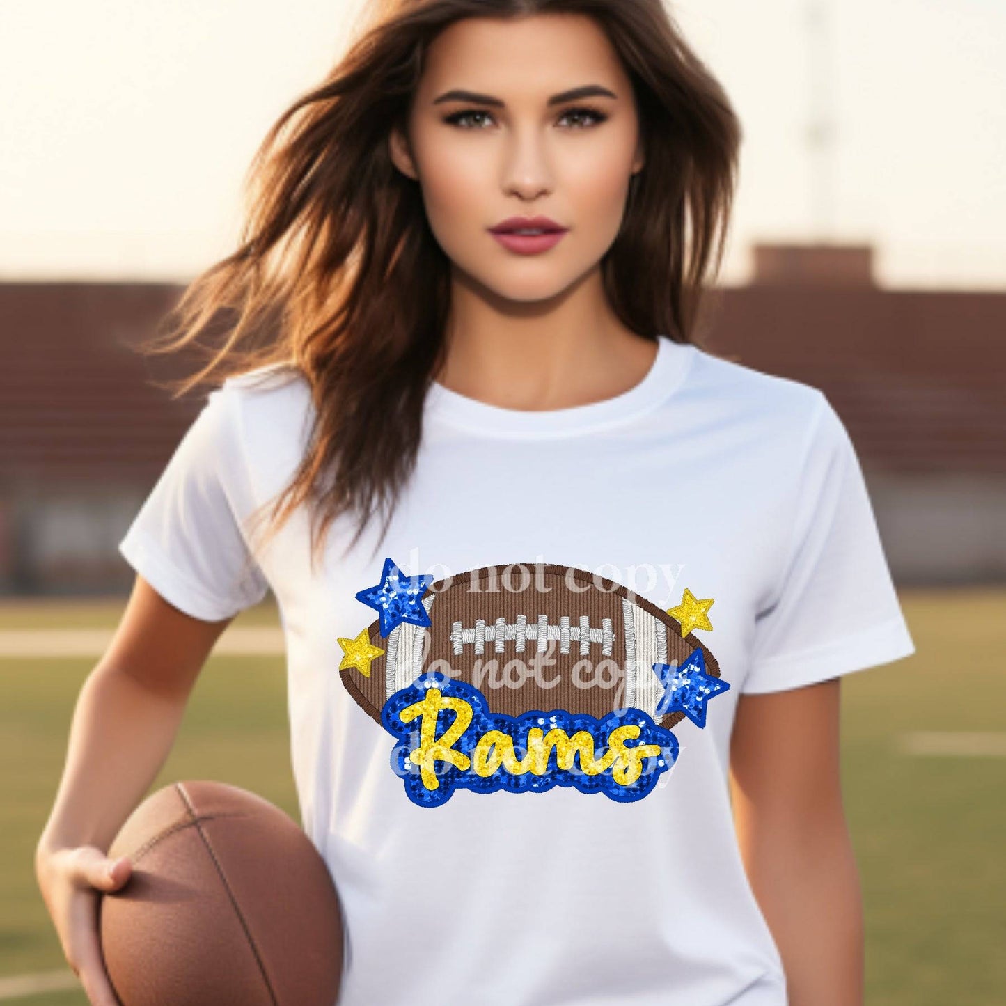 Rams Sequins & Embroidered - Ready to Press DTF Transfer Full Color - Pro Blanks