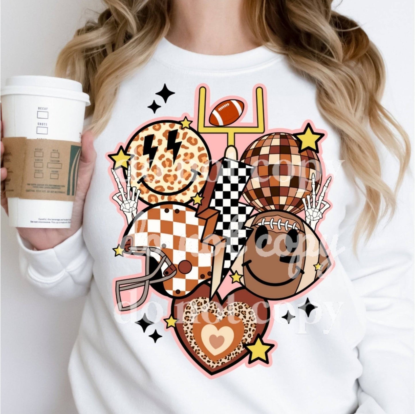 Retro Football Smile - Ready to Press DTF Transfer Full Color - Pro Blanks