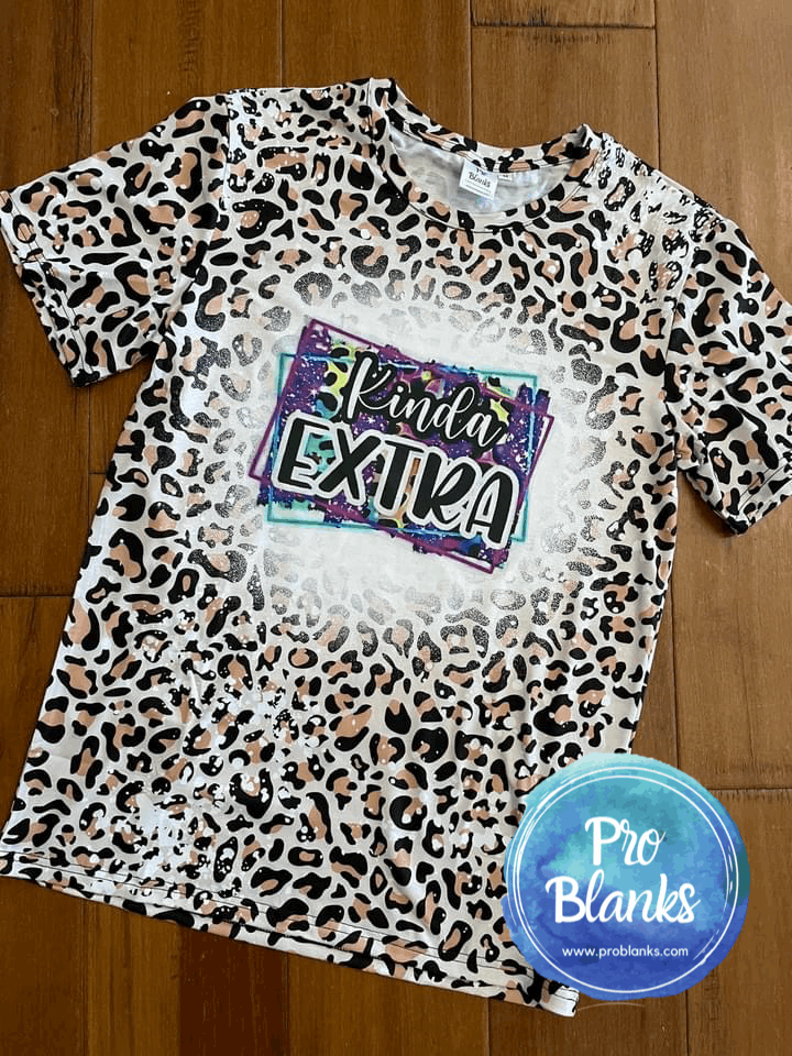 *SALE* RTS- ADULT - Leopard - Faux Bleached 100% Polyester T-shirts - Pro Blanks
