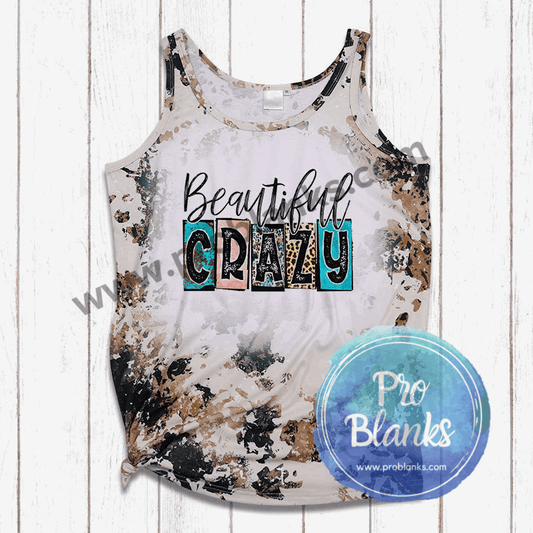 *SALE*  RTS - COWHIDE TANK TOP - ADULT - Faux Bleached 100% Polyester - Pro Blanks