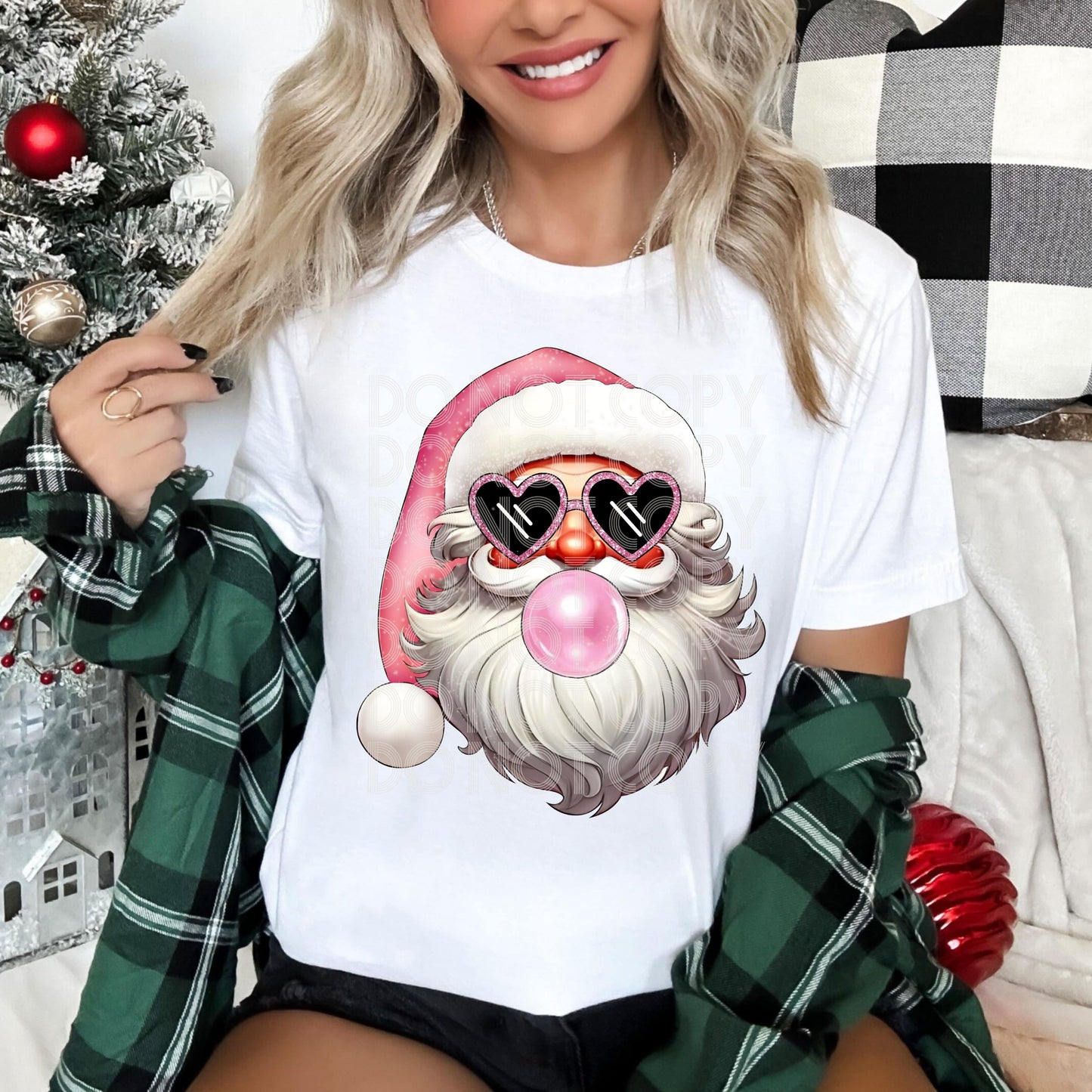 Santa Christmas Blowing Bubble #3967 - Ready to Press DTF Transfer Full Color - Pro Blanks