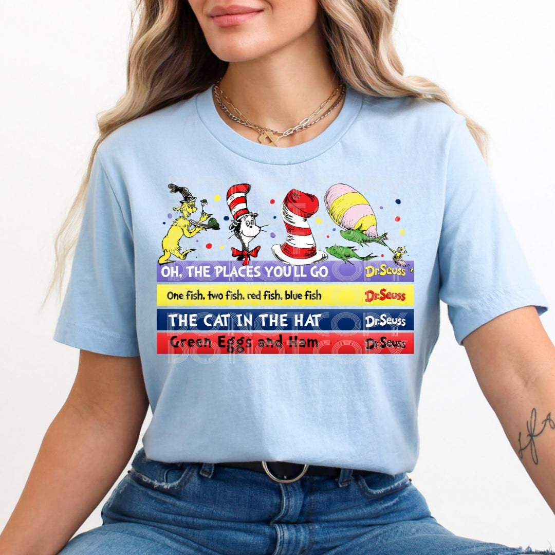 Seuss Book Stack #1747 - Ready to Press DTF Transfer Full Color - Pro Blanks