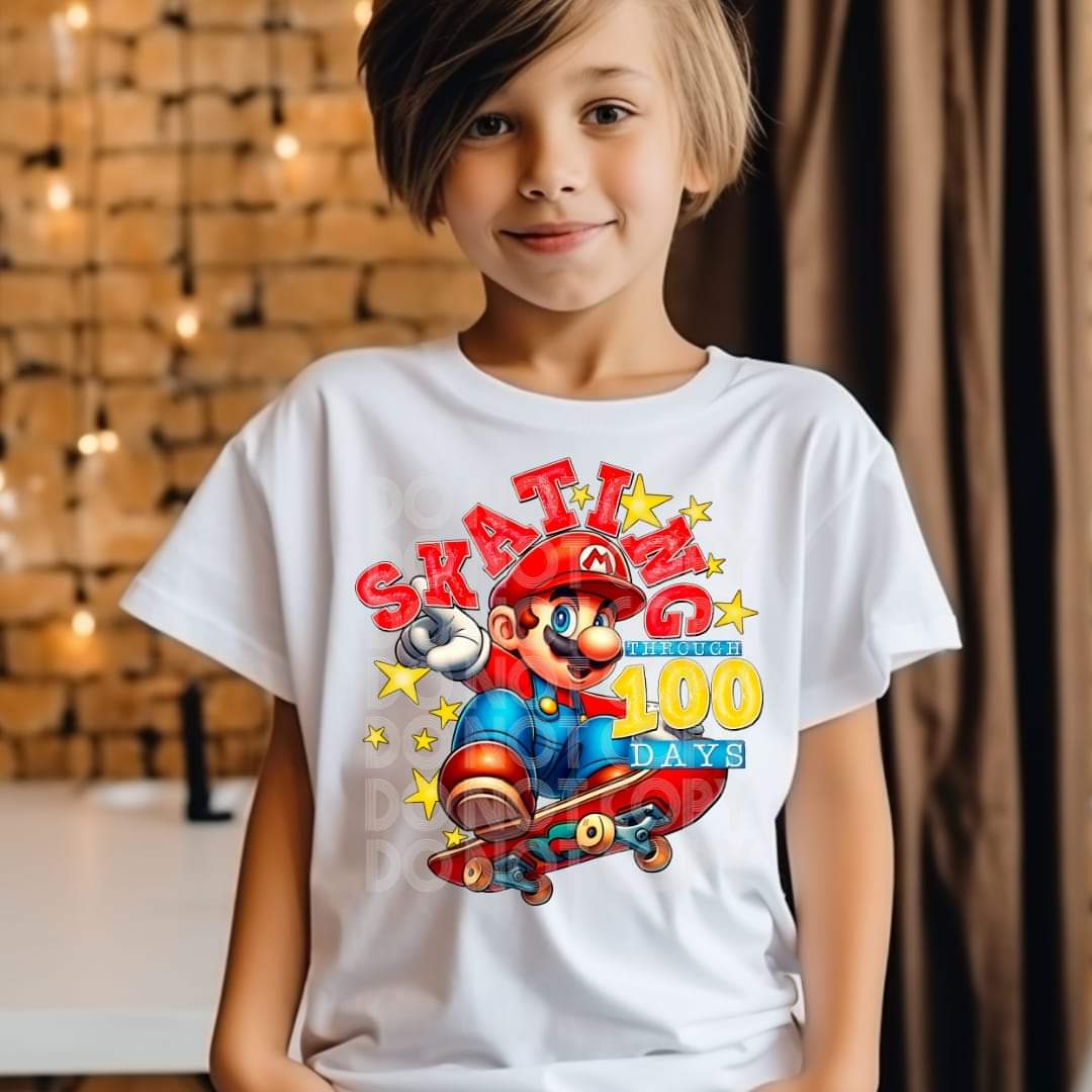 Skating Through 100 Days #1389 - Ready to Press DTF Transfer Full Color - Pro Blanks