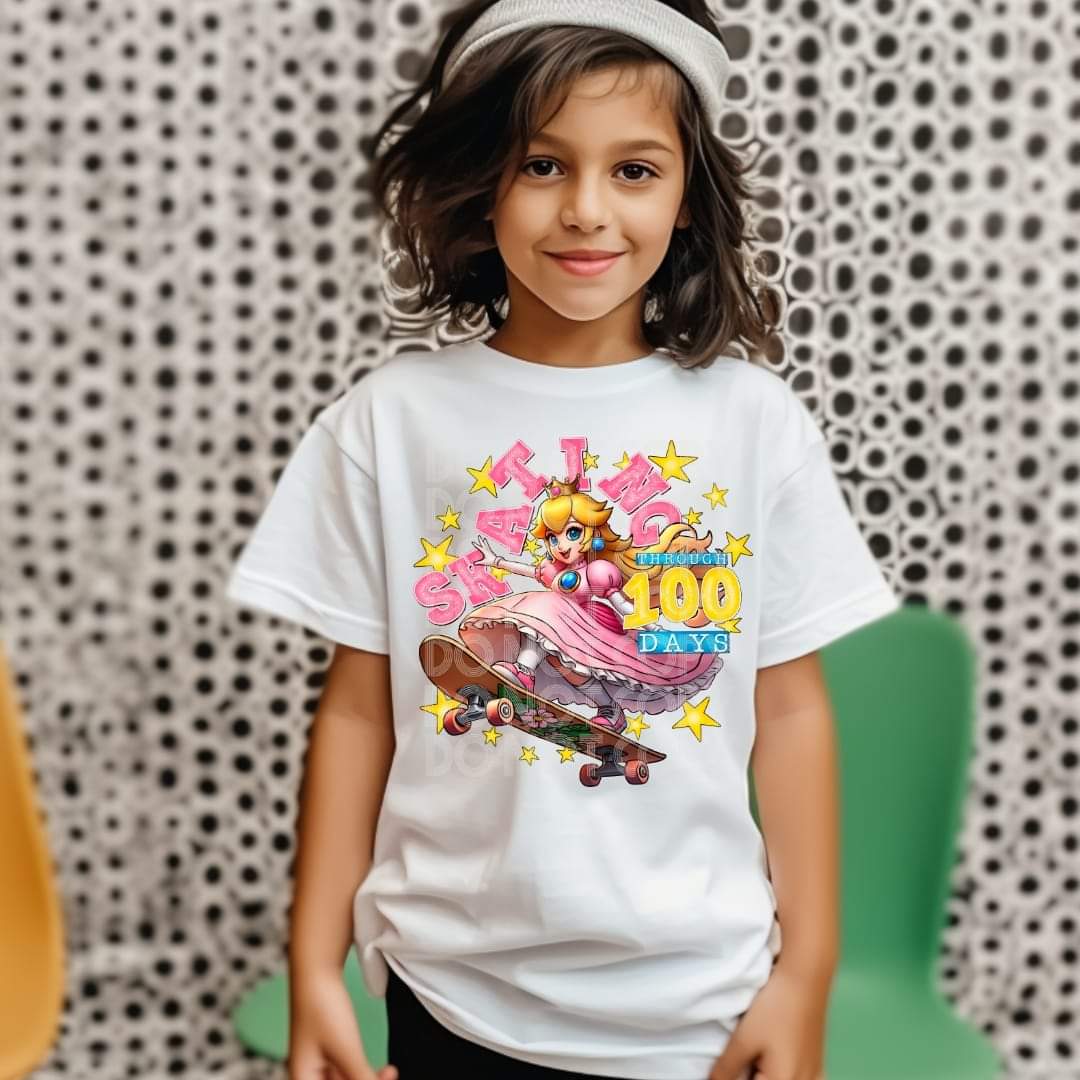 Skating Through 100 Days Princess #1388 - Ready to Press DTF Transfer Full Color - Pro Blanks