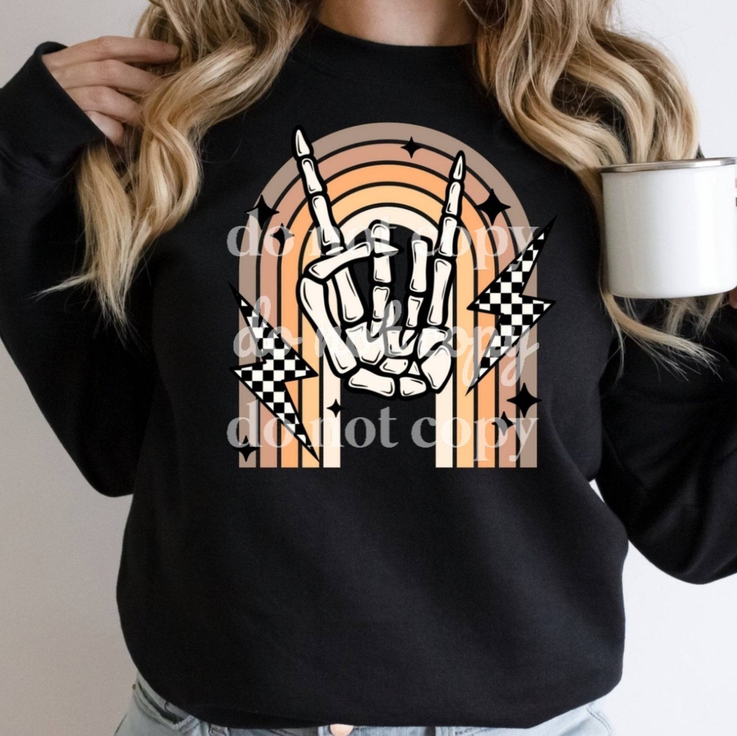 Skeleton Rock - Ready to Press DTF Transfer Full Color - Pro Blanks