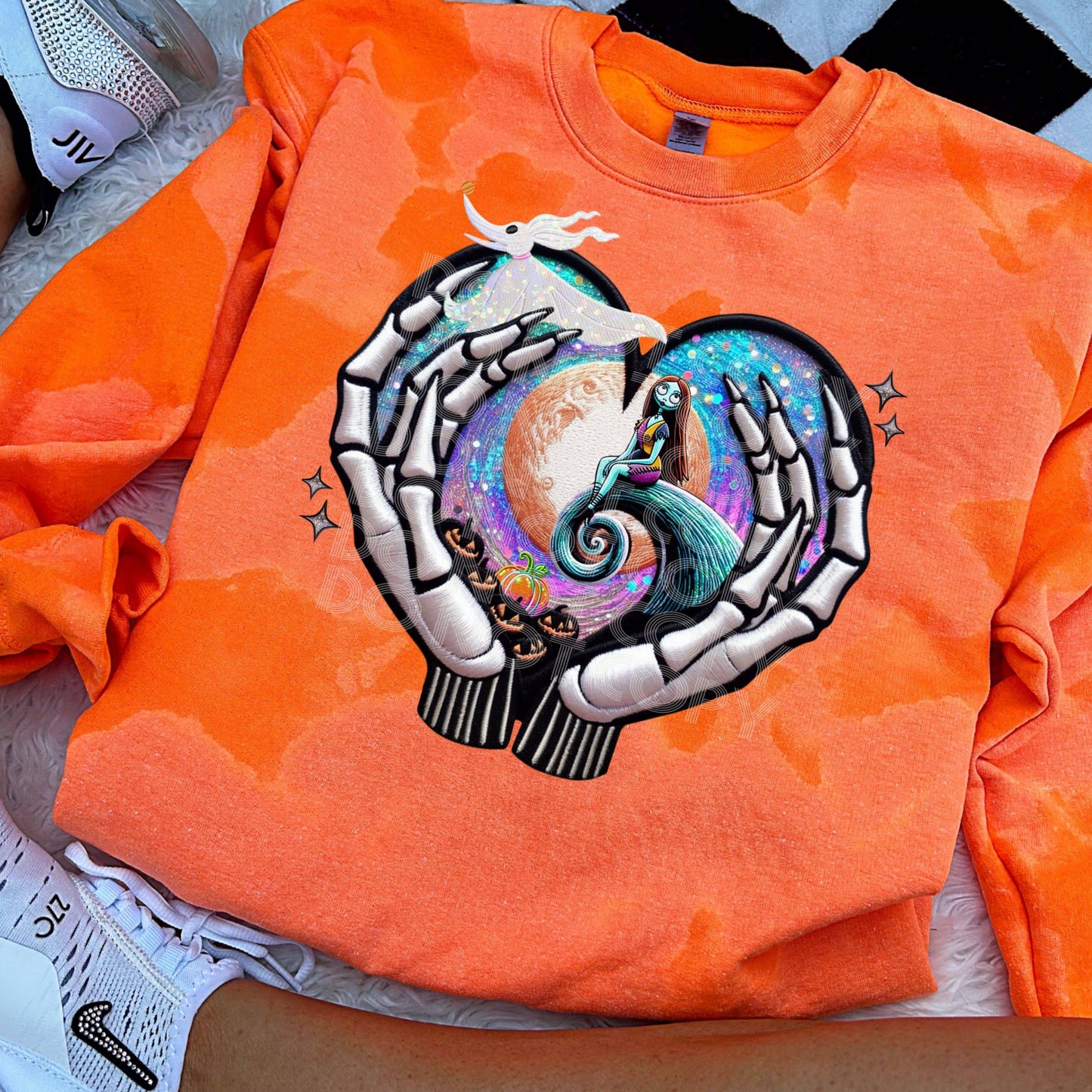 Skellington Heart Hands #3554 - Ready to Press DTF Transfer Full Color - Pro Blanks