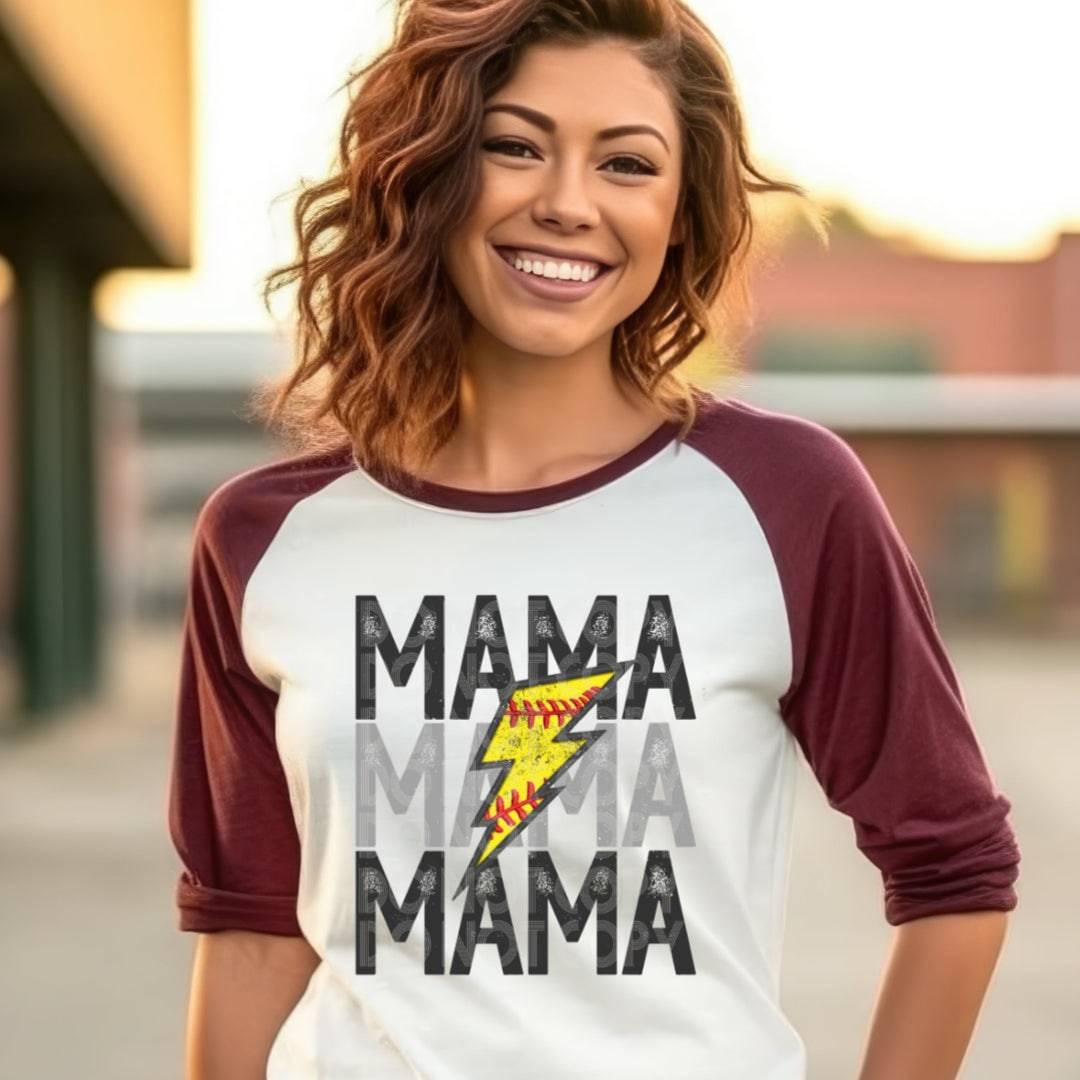 Softball Mama Embroidered #1505 - Ready to Press DTF Transfer Full Color