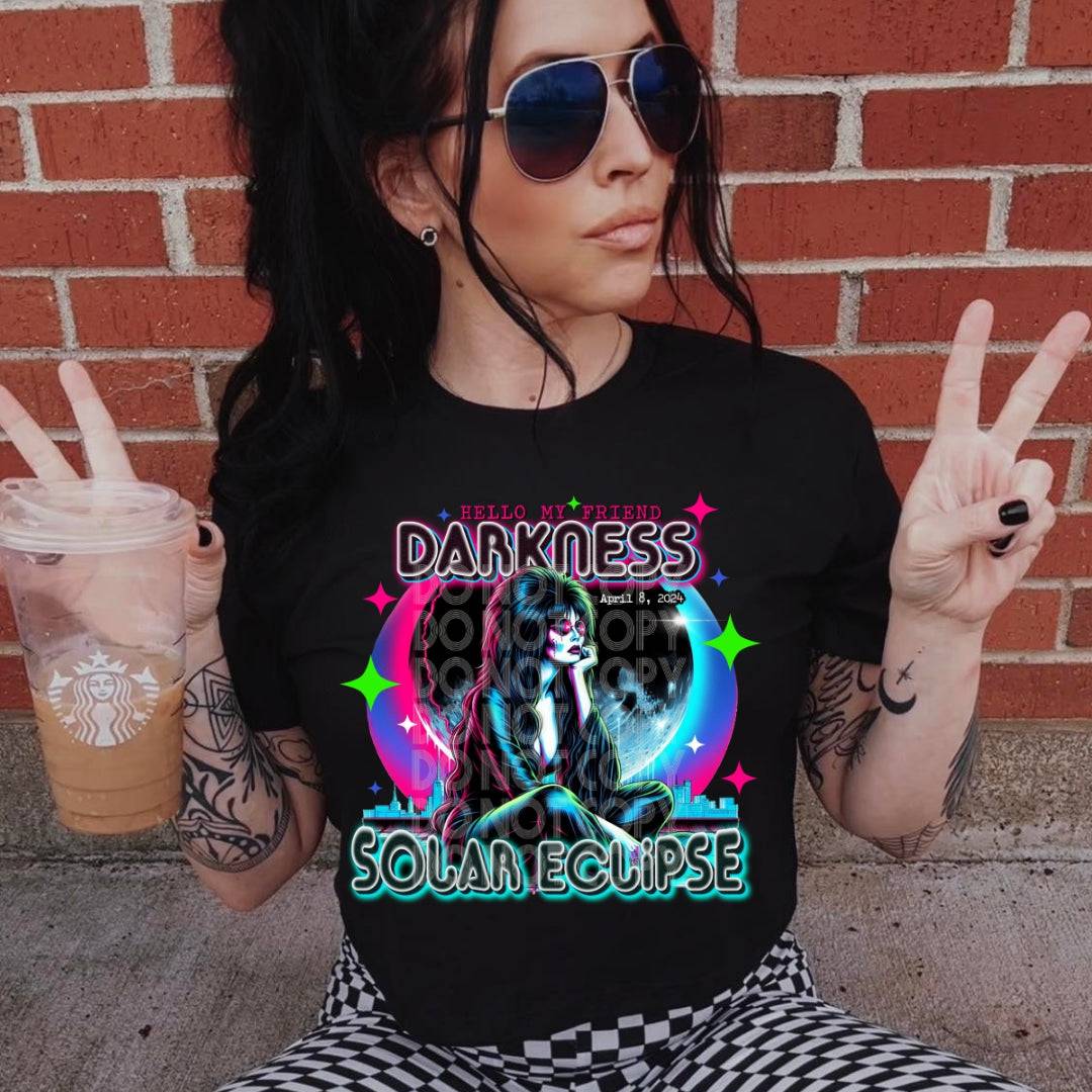 Solar Eclipse Elvira #1937 - Ready to Press DTF Transfer Full Color - Pro Blanks