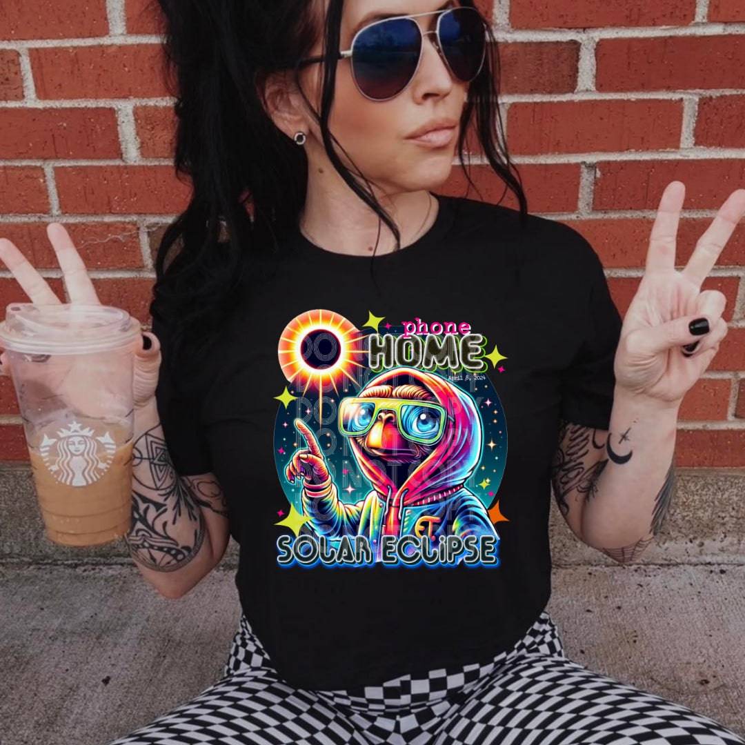 Solar Eclipse ET #1945 - Ready to Press DTF Transfer Full Color - Pro Blanks