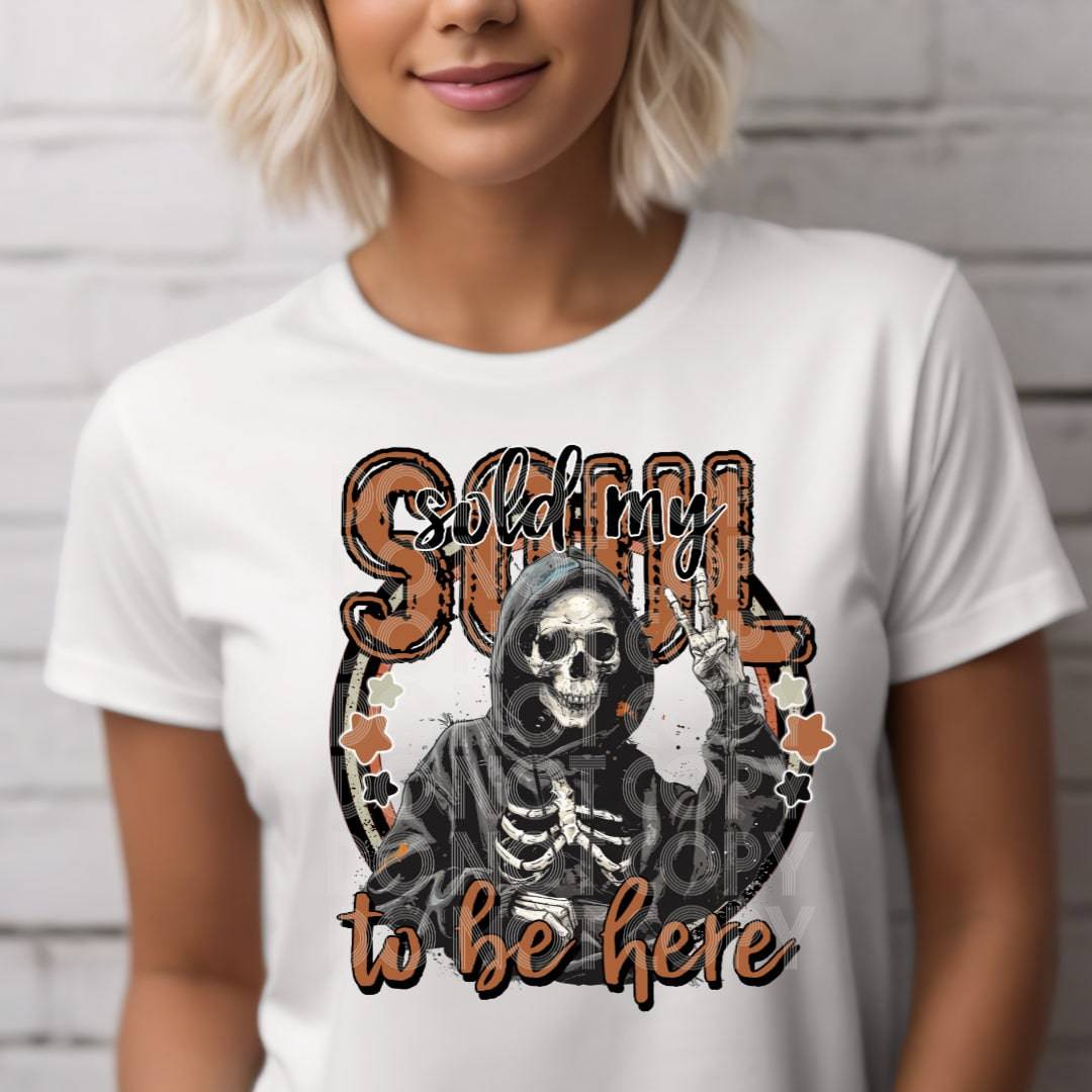 Sold My Soul #1907 - Ready to Press DTF Transfer Full Color - Pro Blanks