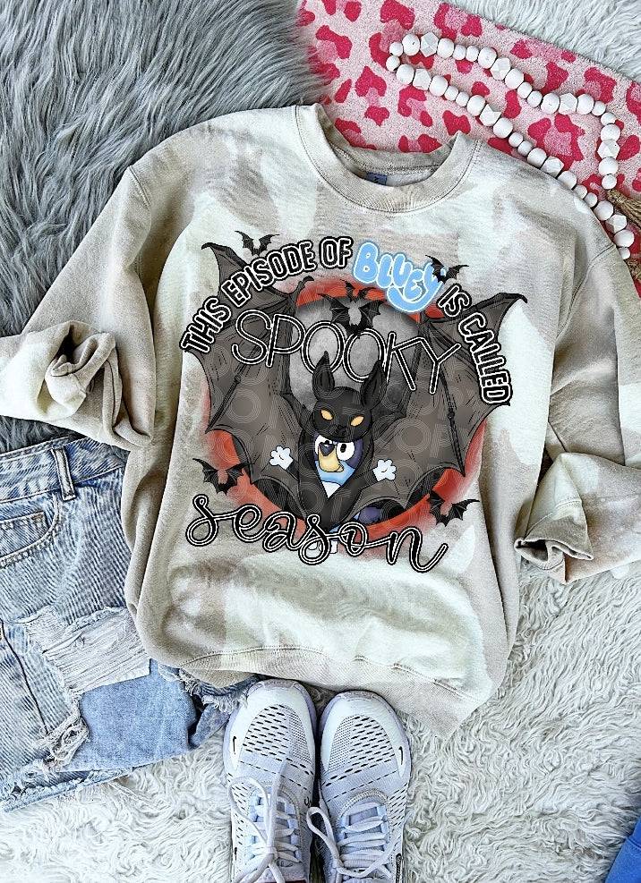 Spooky Season Blue Bat #3706 - Ready to Press DTF Transfer Full Color - Pro Blanks