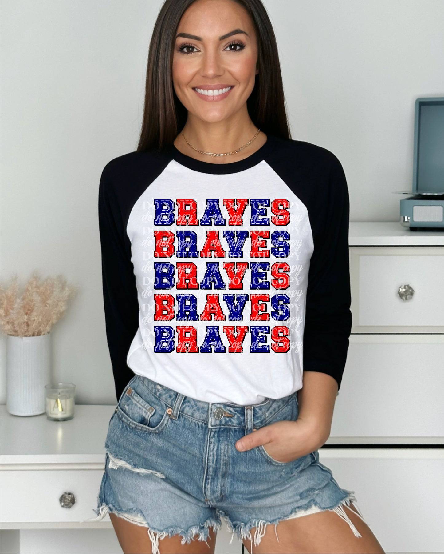 Stacked Braves 12- Ready to Press DTF Transfer Full Color - Pro Blanks