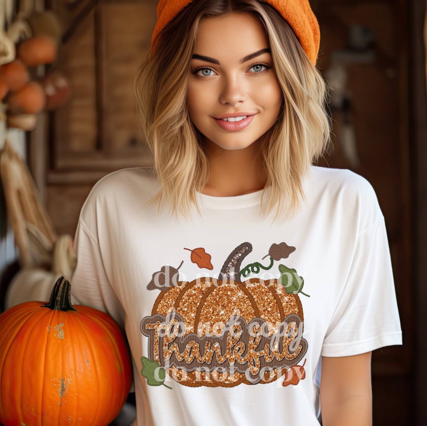 Thankful Embroidered - Ready to Press DTF Transfer Full Color - Pro Blanks