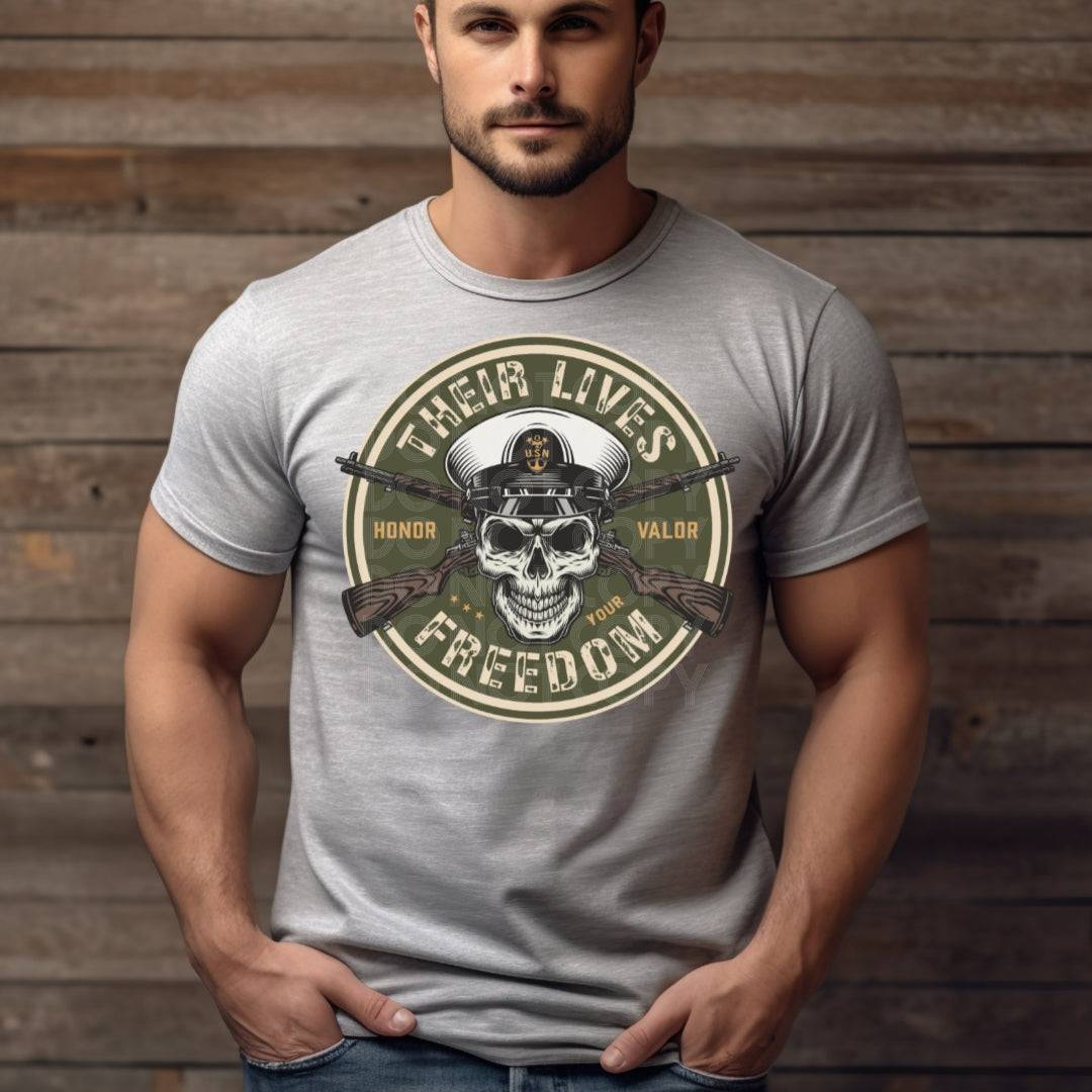 Their Lives Your Freedom #1988 - Ready to Press DTF Transfer Full Color - Pro Blanks