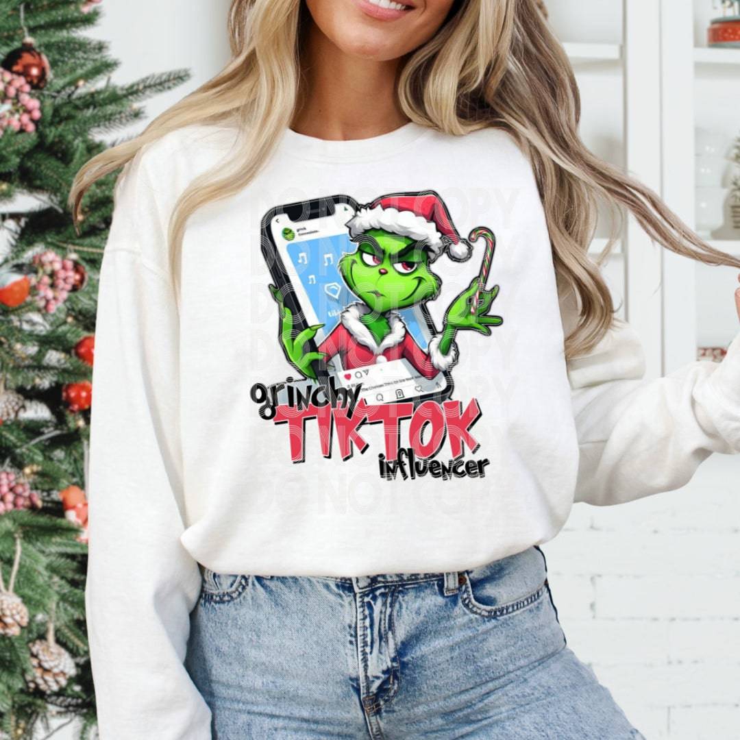 Tiktok Influencer Grinch #1201 - Ready to Press DTF Transfer Full Color - Pro Blanks