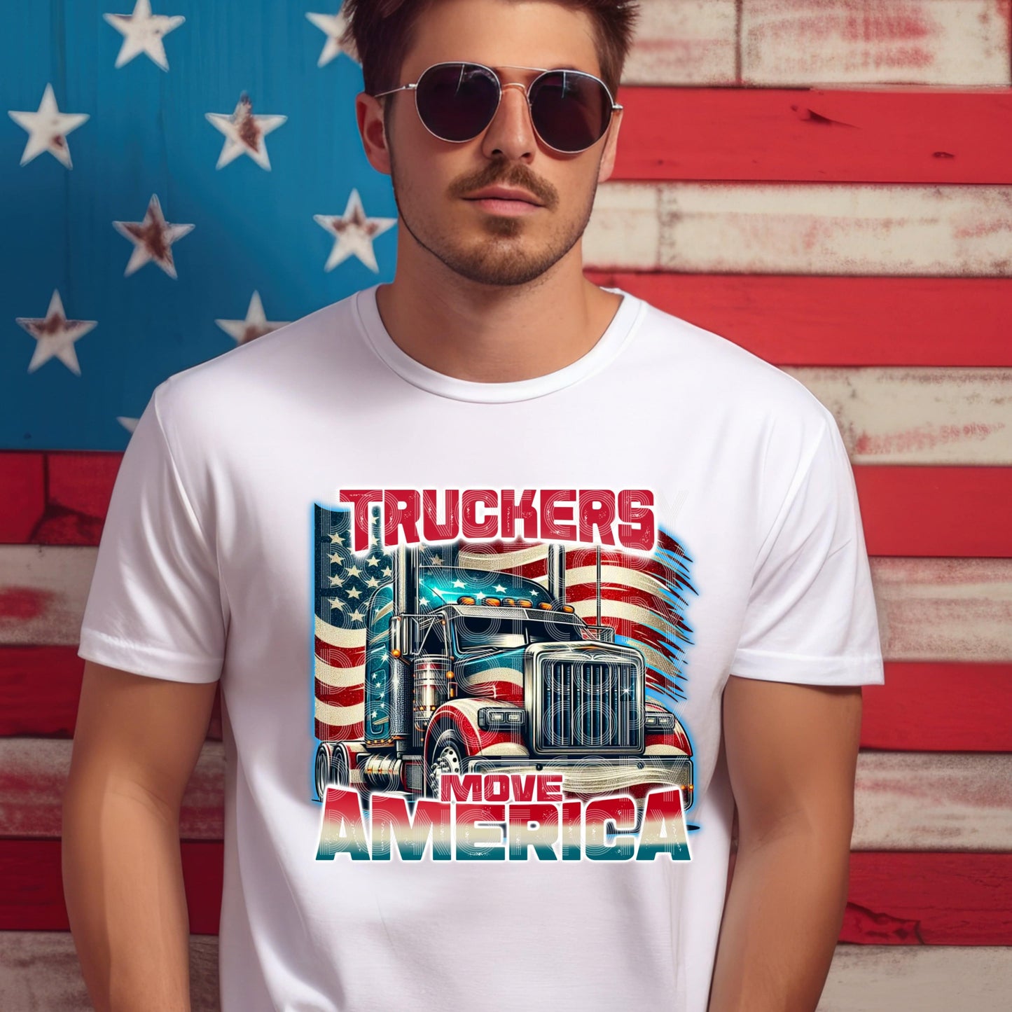 Truckers Move America #3320 - Ready to Press DTF Transfer Full Color - Pro Blanks