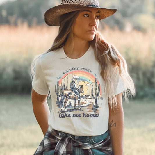 Western Country Roads #1375  - Ready to Press DTF Transfer Full Color - Pro Blanks
