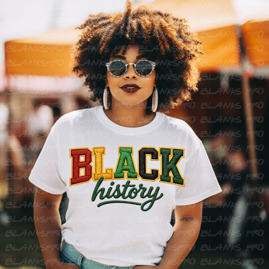 Black History Faux Embroider- #003 - Ready to Press DTF Transfer Full Color