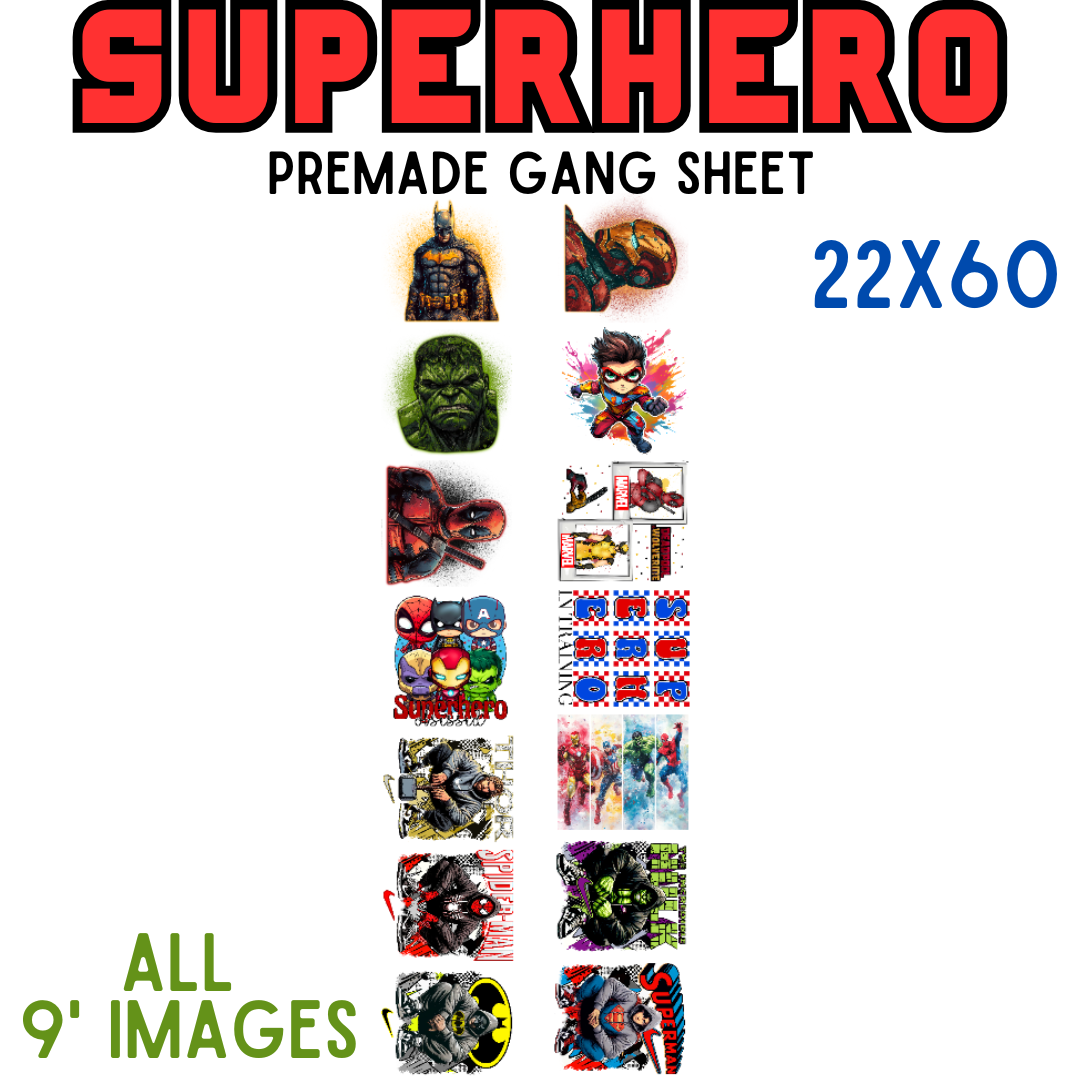 SuperHero Pre-Made DTF Gang Sheet 22x60