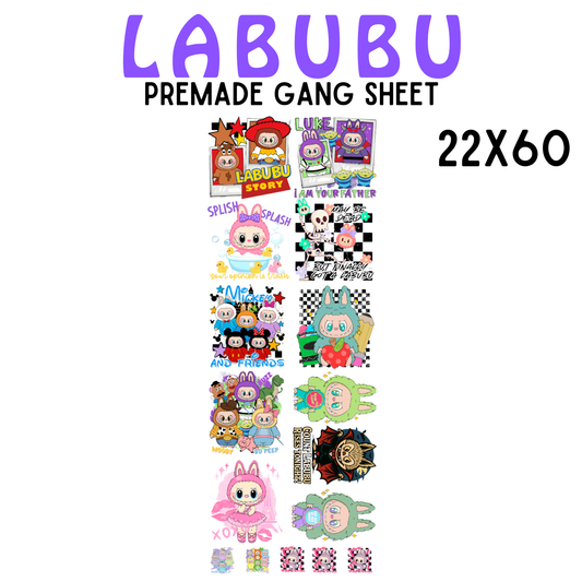 Labubu Pre-Made DTF Gang Sheet 22x60