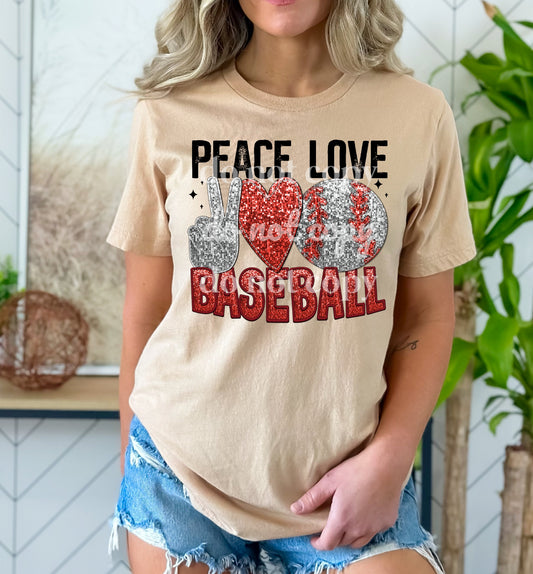 Peace Love Baseball - Ready to Press DTF Transfer Full Color