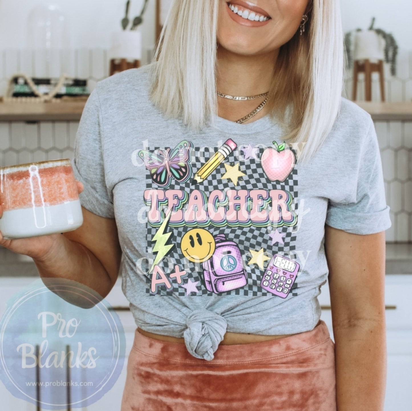 Teacher Checkered - Ready to Press DTF Transfer Full Color