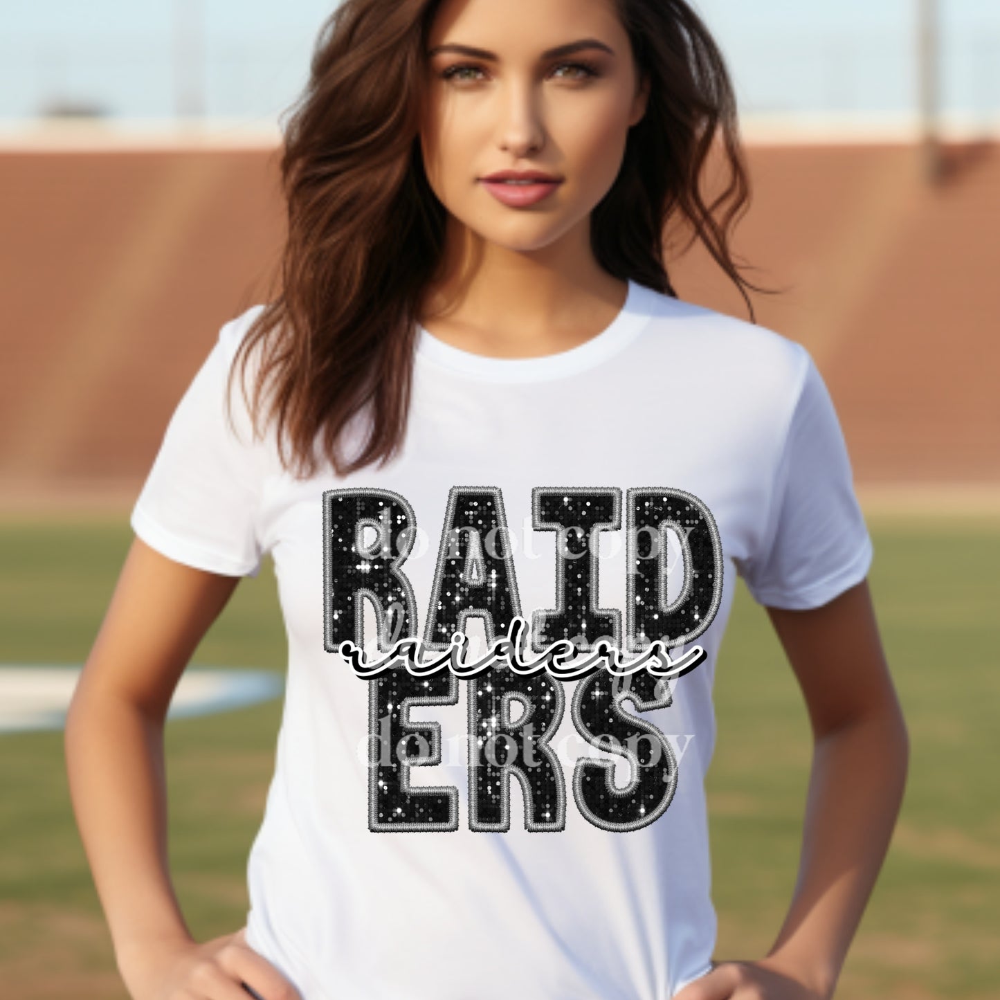 Raiders Black Sequins- Ready to Press DTF Transfer Full Color