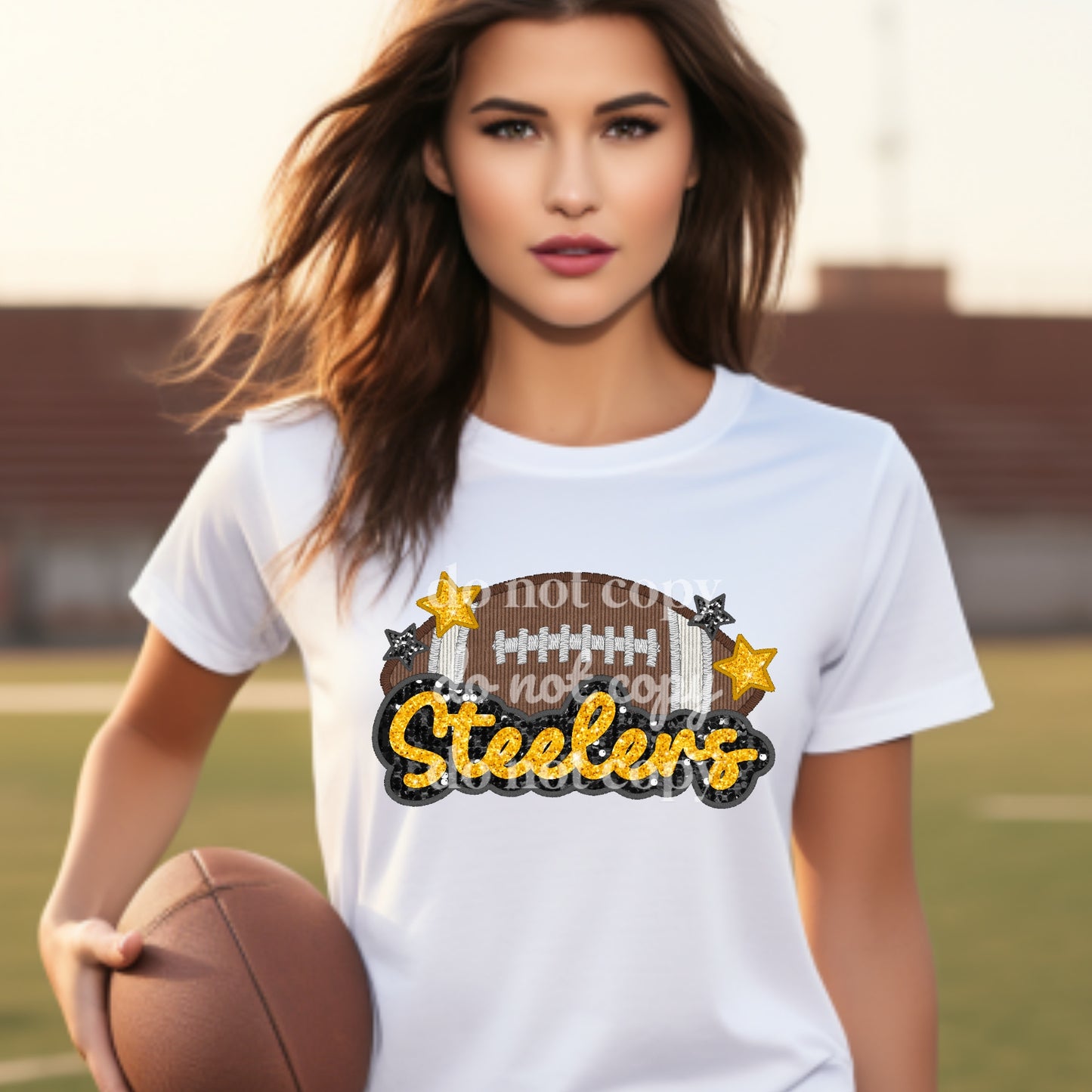 Steelers Sequins & Embroidered - Ready to Press DTF Transfer Full Color