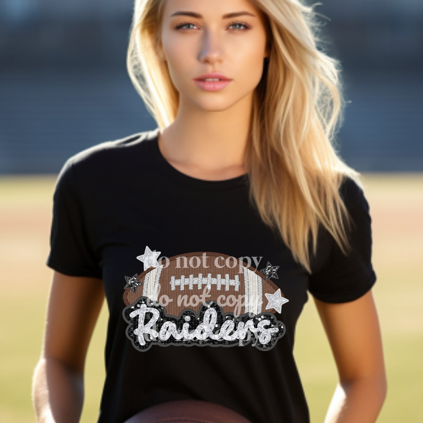 Raiders Sequins & Embroidered - Ready to Press DTF Transfer Full Color