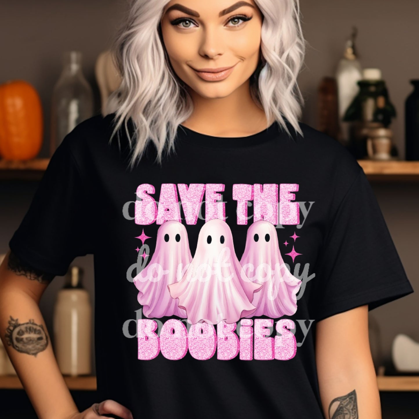Save The Boobies - Ready to Press DTF Transfer Full Color