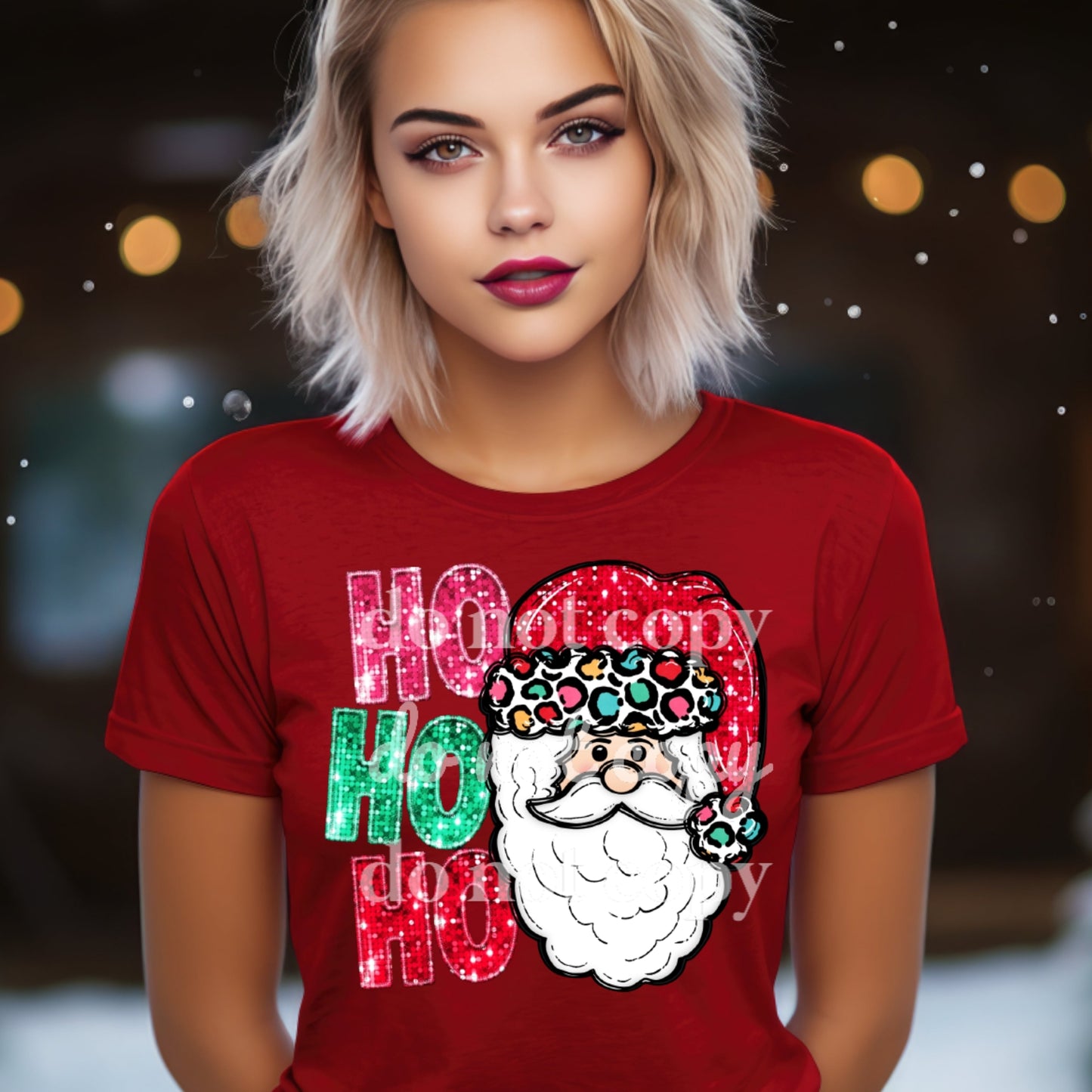 Ho Ho Ho Sparkle Santa - Ready to Press DTF Transfer Full Color