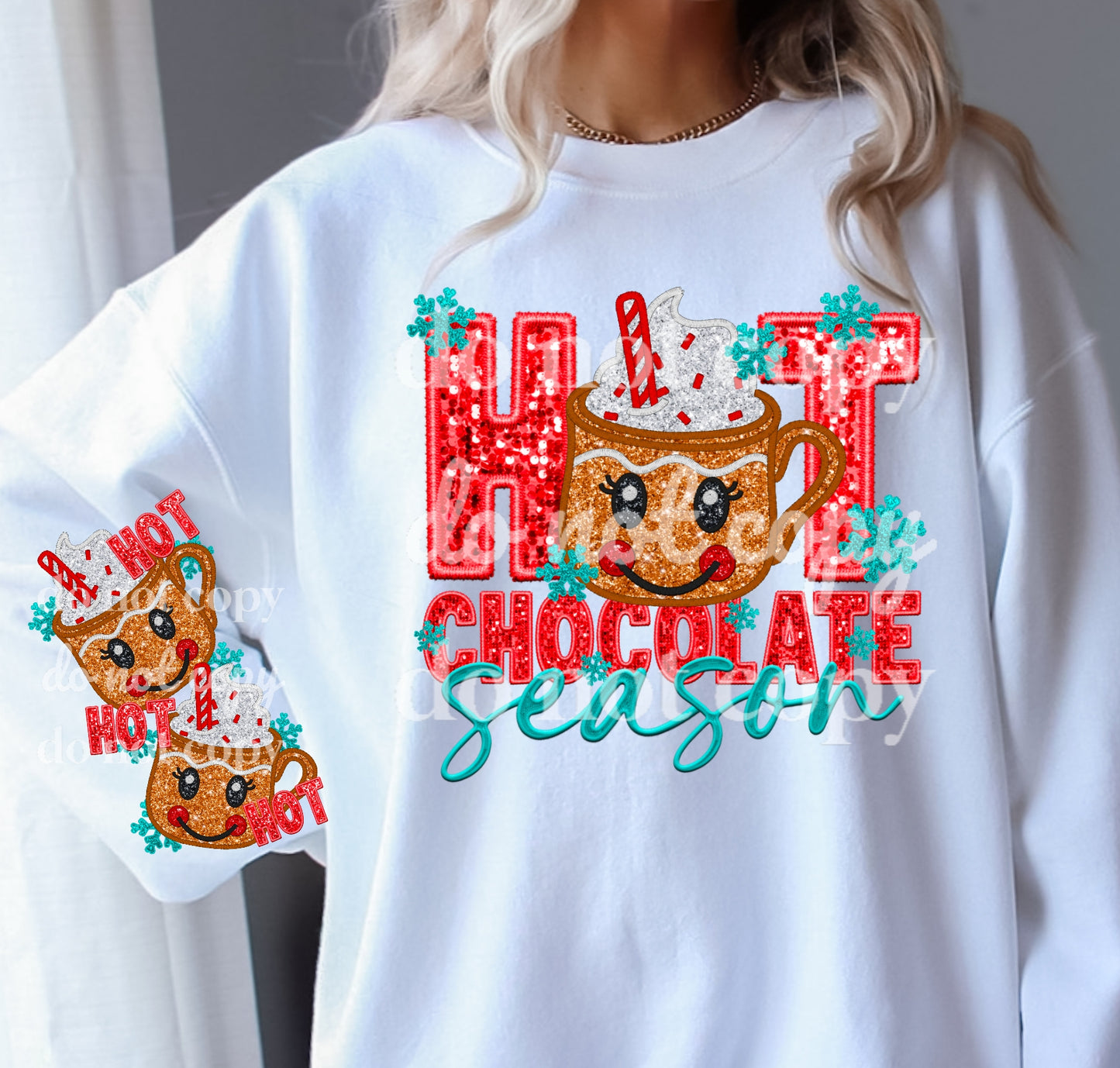 Hot Chocolate Season SLEEVE ONLY - Ready to Press DTF Transfer Full Color