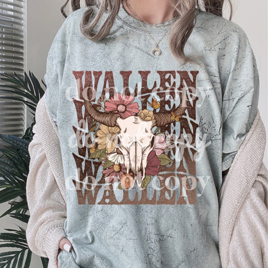 Wallen Bullhead Floral- Ready to Press DTF Transfer Full Color