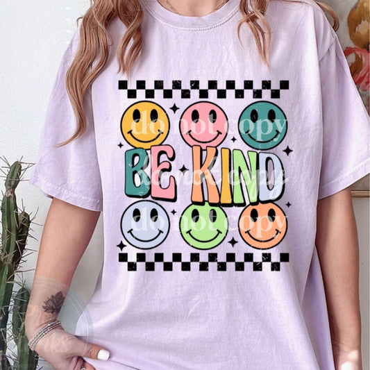 Be Kind Smiley - Ready to Press DTF Transfer Full Color