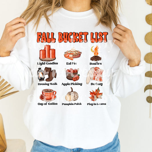 Fall Bucket List- Ready to Press DTF Transfer Full Color