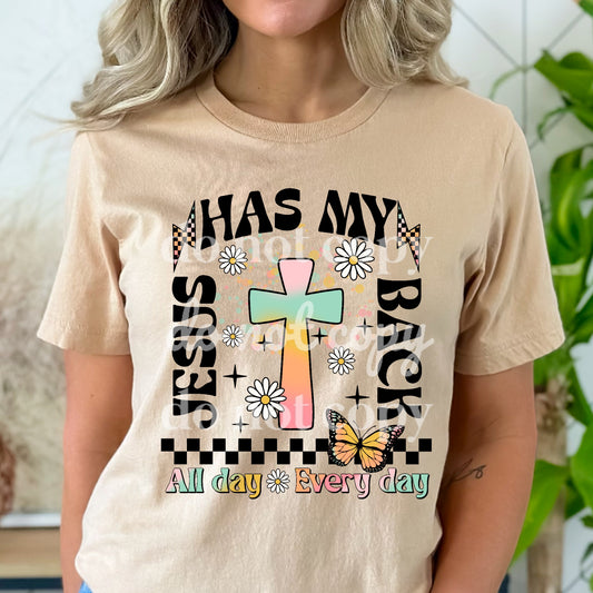 Jesus Has My Back #1092 - Ready to Press DTF Transfer Full Color