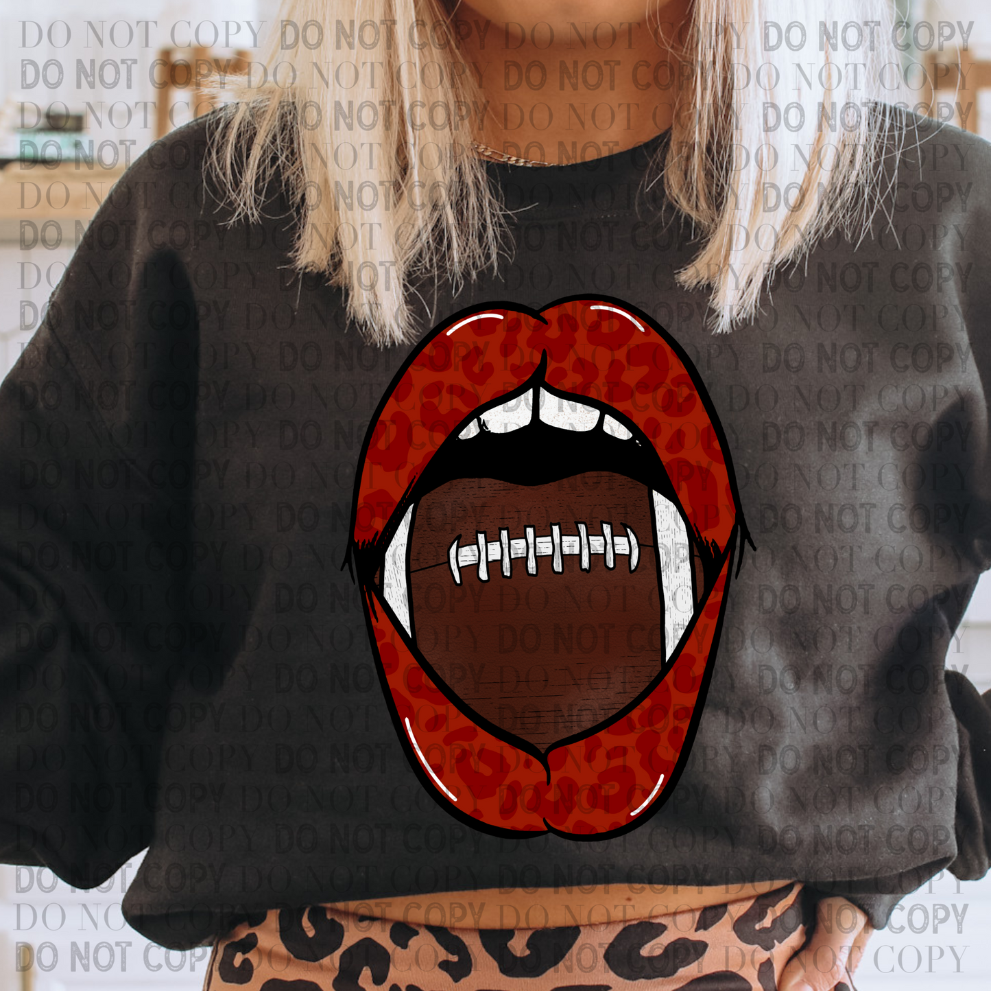 Football Lips- Ready to Press DTF Transfer Full Color