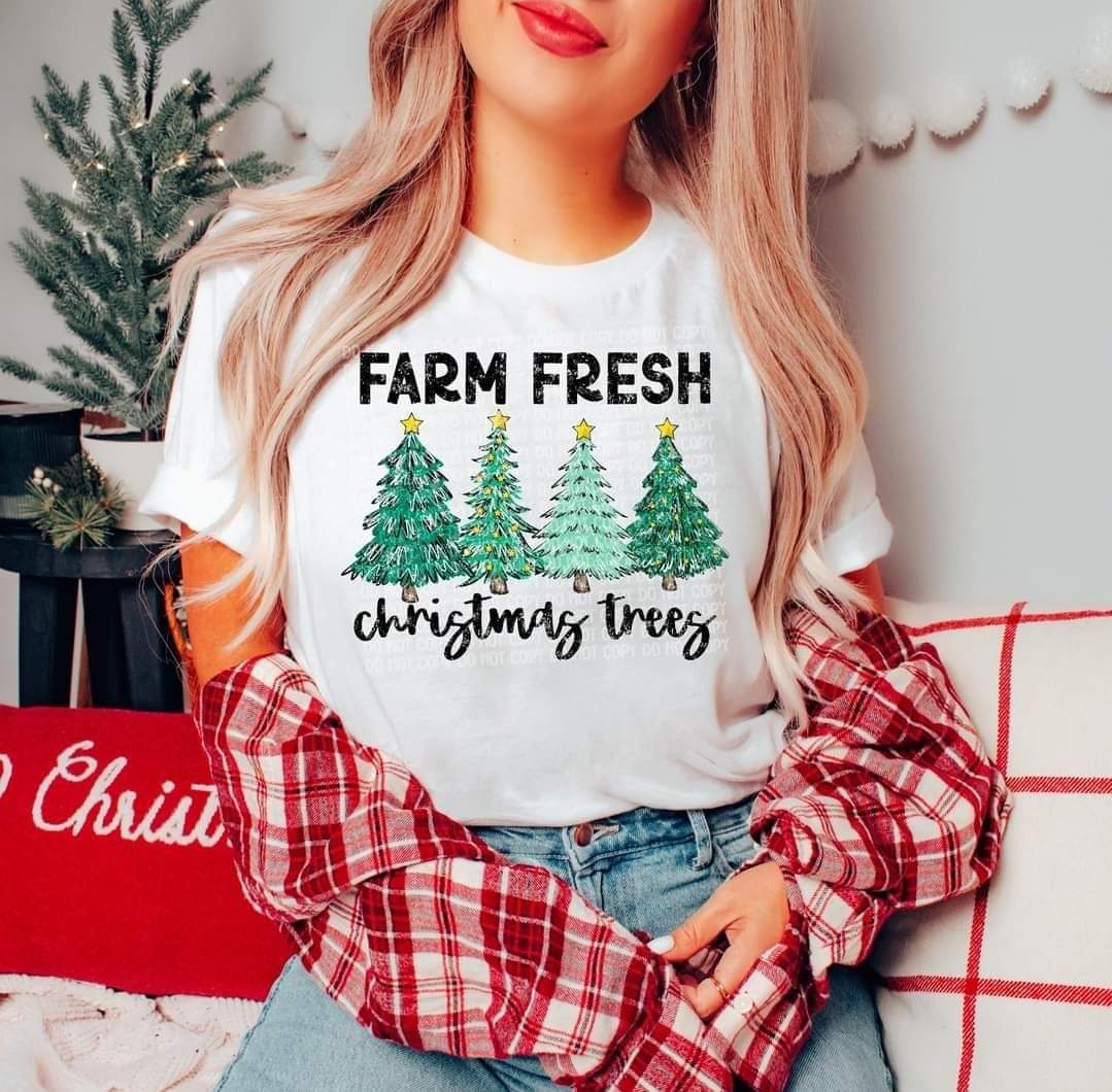 Farm Fresh Christmas Trees #1039 - Ready to Press DTF Transfer Full Color