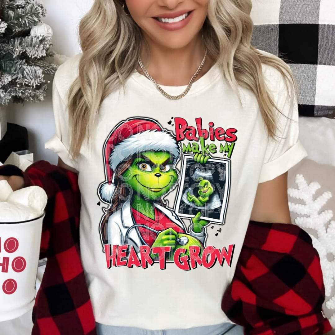 Sonographer Grinch #1174 - Ready to Press DTF Transfer Full Color