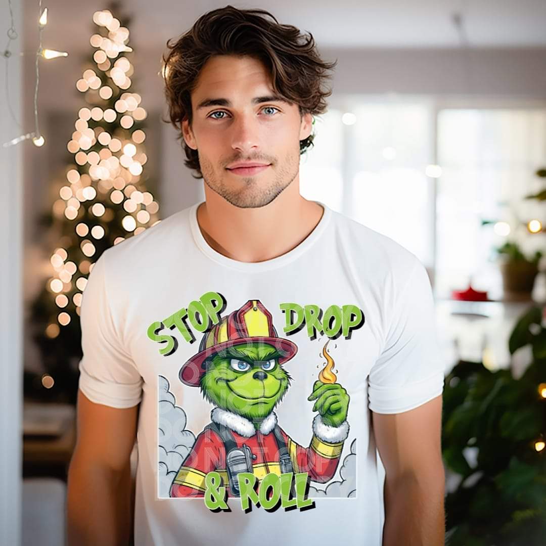 Firefighter Grinch #1163 - Ready to Press DTF Transfer Full Color