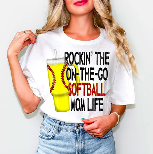 On The Go Softball Mom #4737 - Ready to Press DTF Transfer Full Color - Pro Blanks