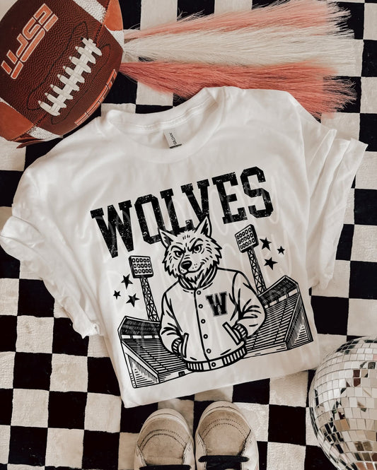 Wolves Letterman #5339 - Ready to Press DTF Transfer Full Color - Pro Blanks