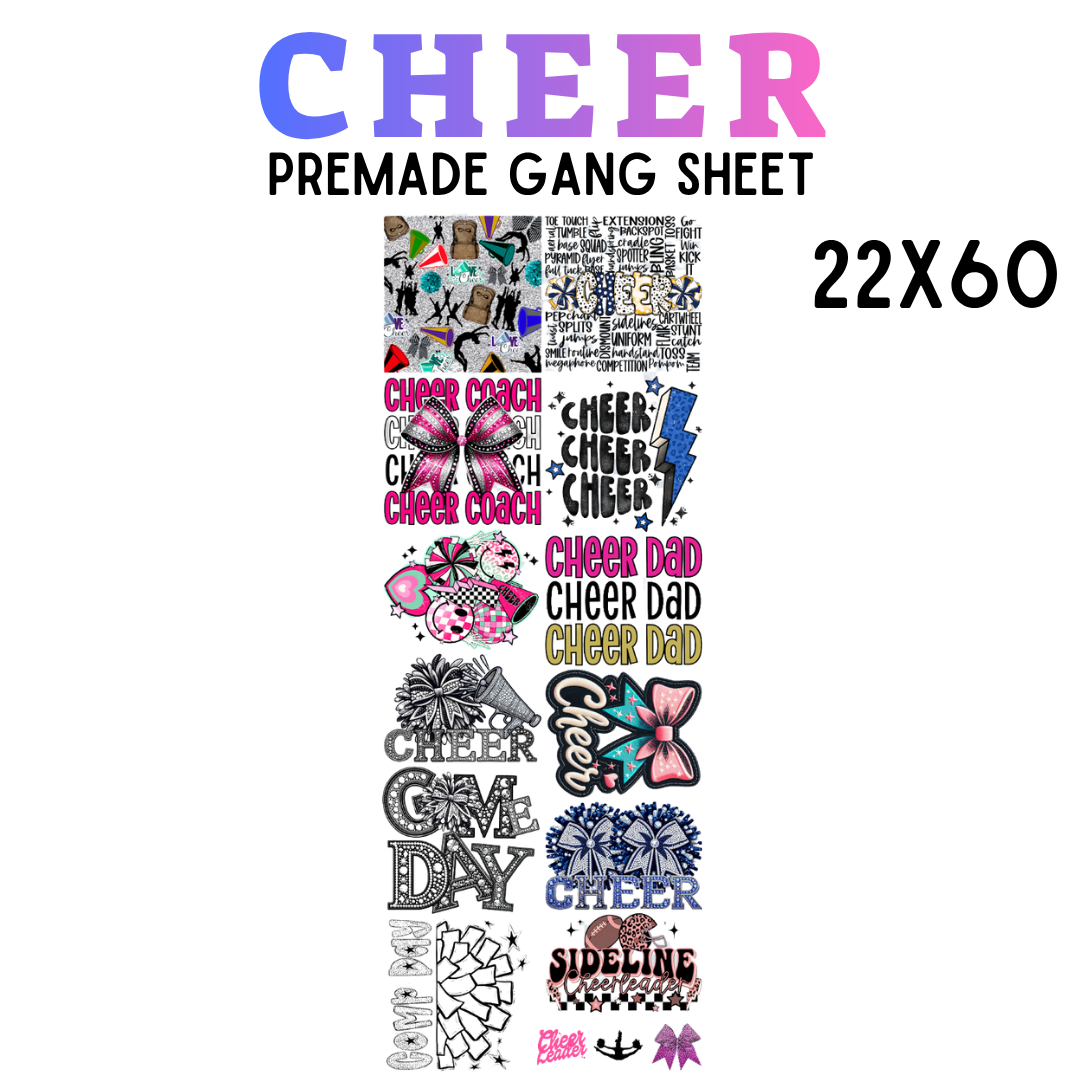Cheer Pre-Made DTF Gang Sheet 22x60