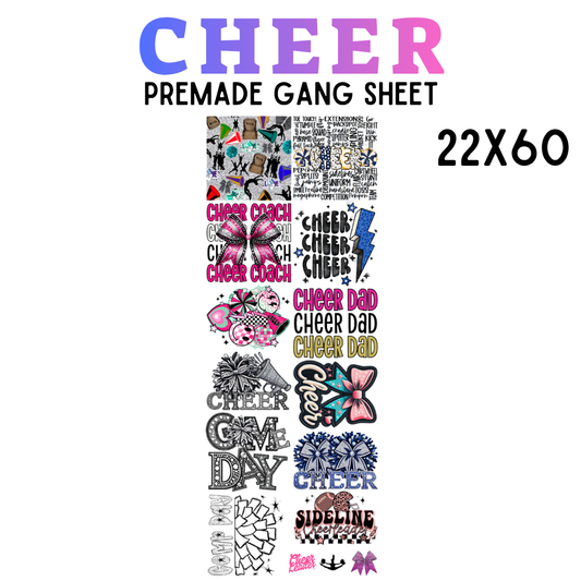 Cheer Pre-Made DTF Gang Sheet 22x60