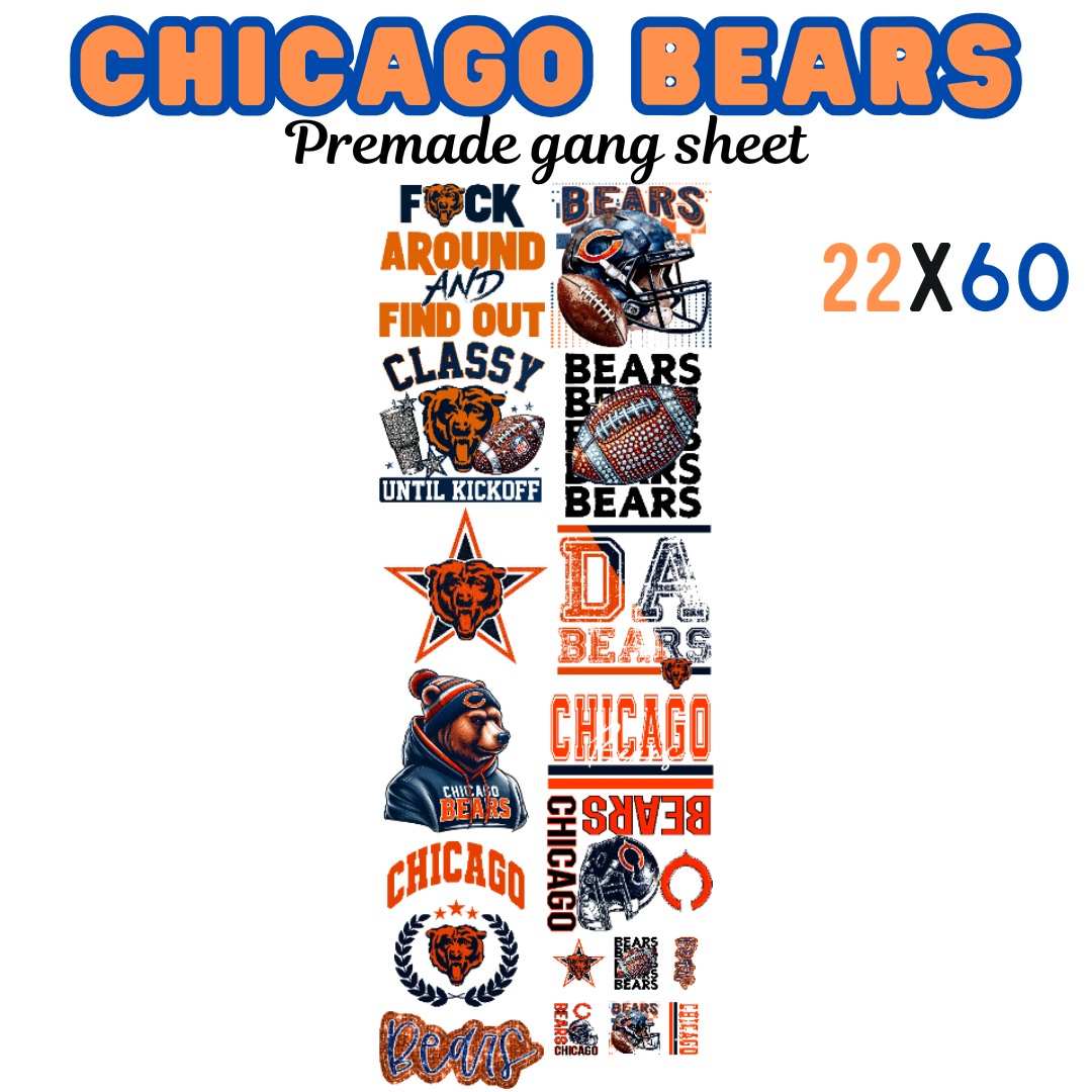 Bears Pre-Made DTF Gang Sheet 22x60