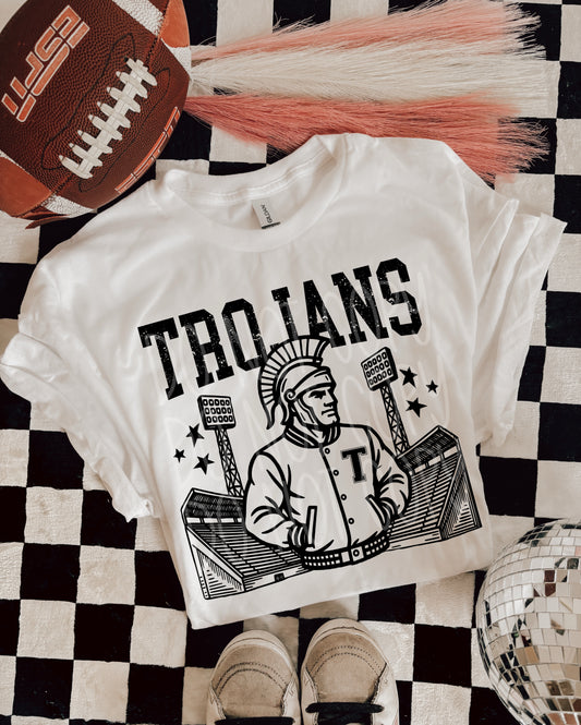 Trojans Letterman #5324 - Ready to Press DTF Transfer Full Color - Pro Blanks
