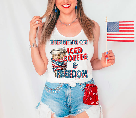 Iced Coffee Freedom #4986 - Ready to Press DTF Transfer Full Color