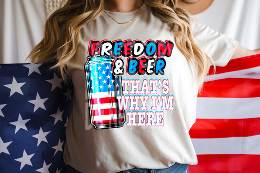 Freedom & Beer #5056 - Ready to Press DTF Transfer Full Color